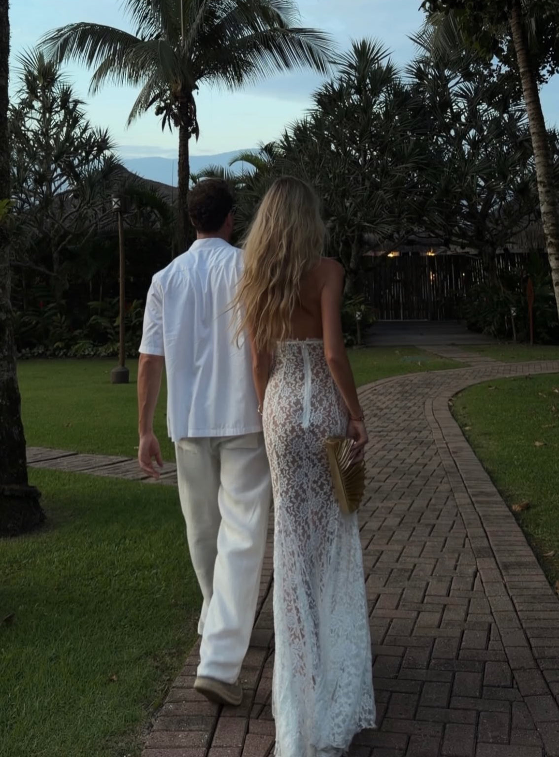 Elegant mermaid style lace evening gown for summer beach weddings