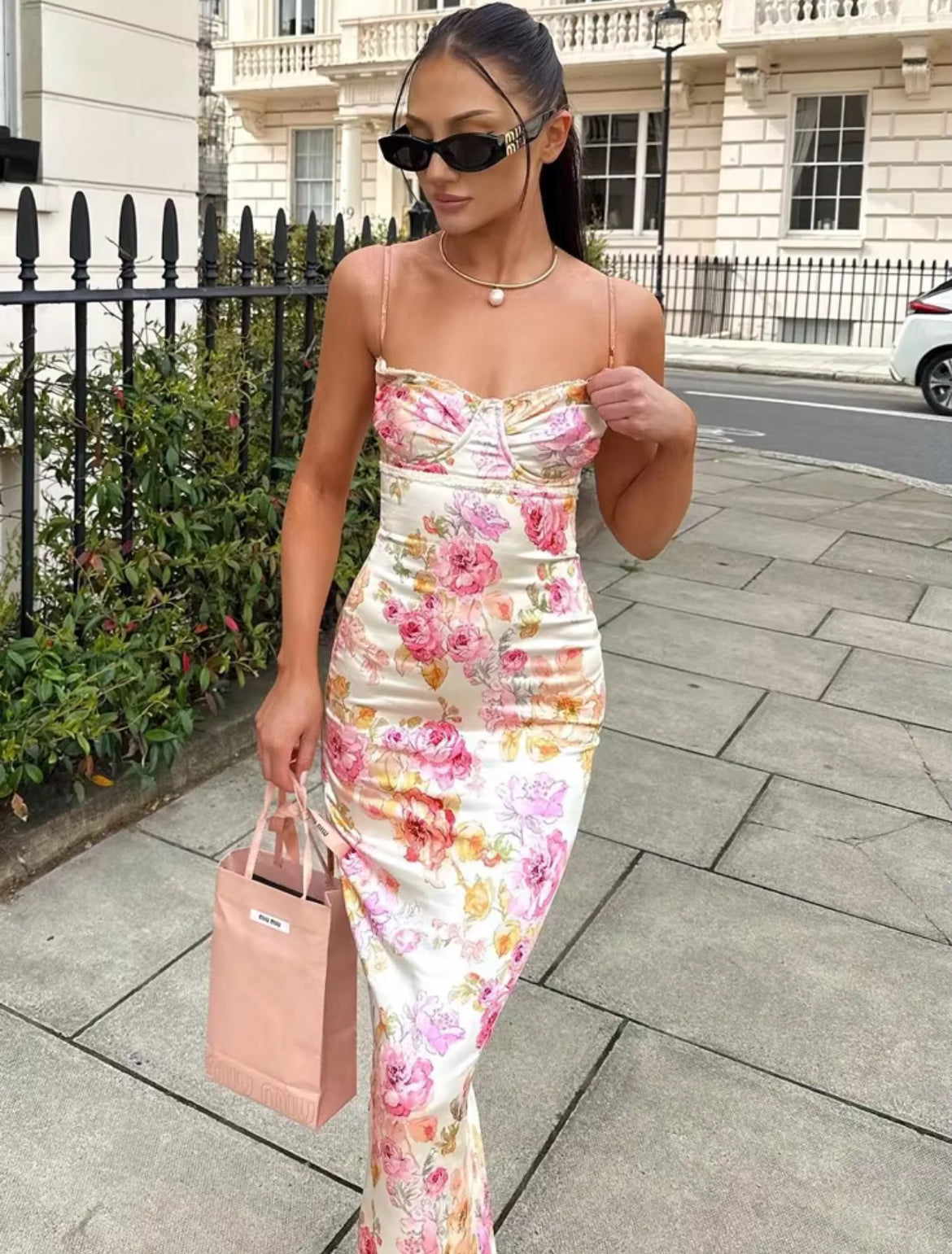 Floral Bustier Maxi Dress