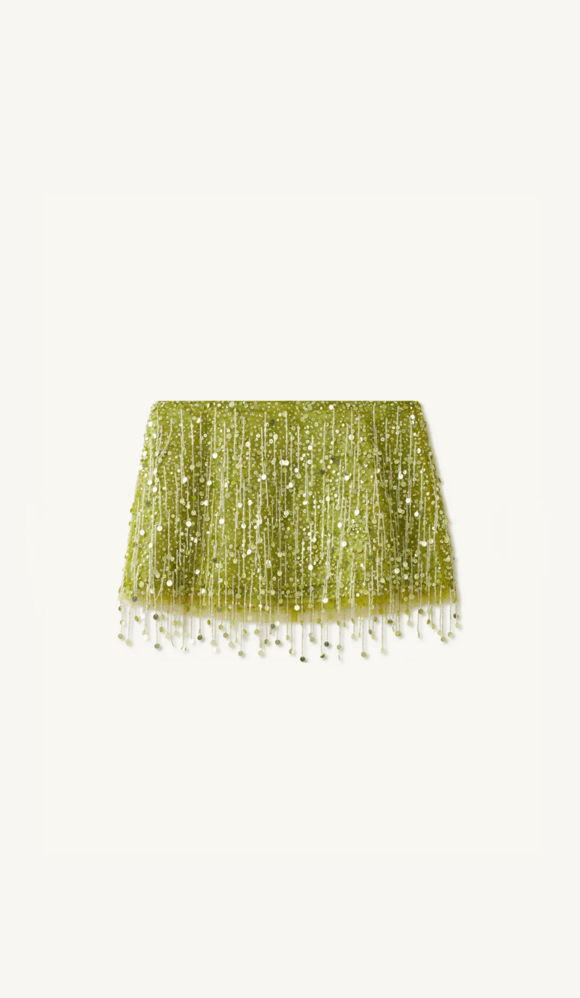 Lime Green Sequin Fringe Two-Piece Set - Beaded Crop Top and Mini Skirt Festival Outfit