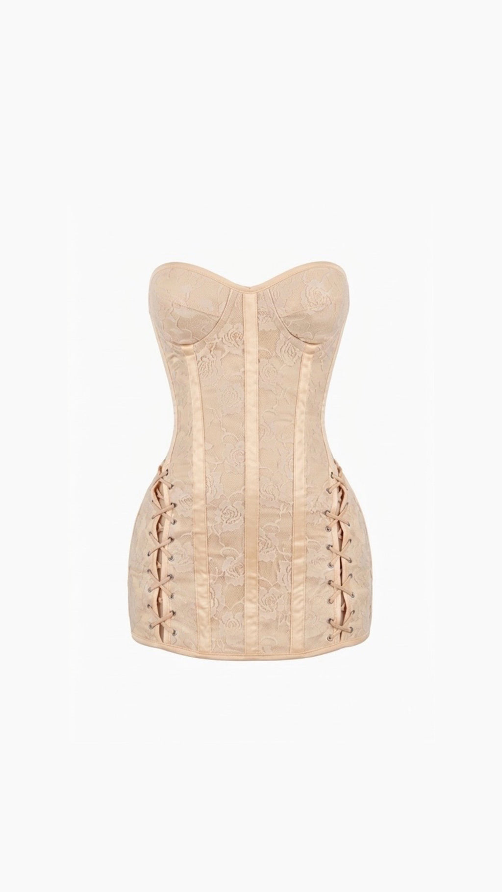 Beige corset on a white background