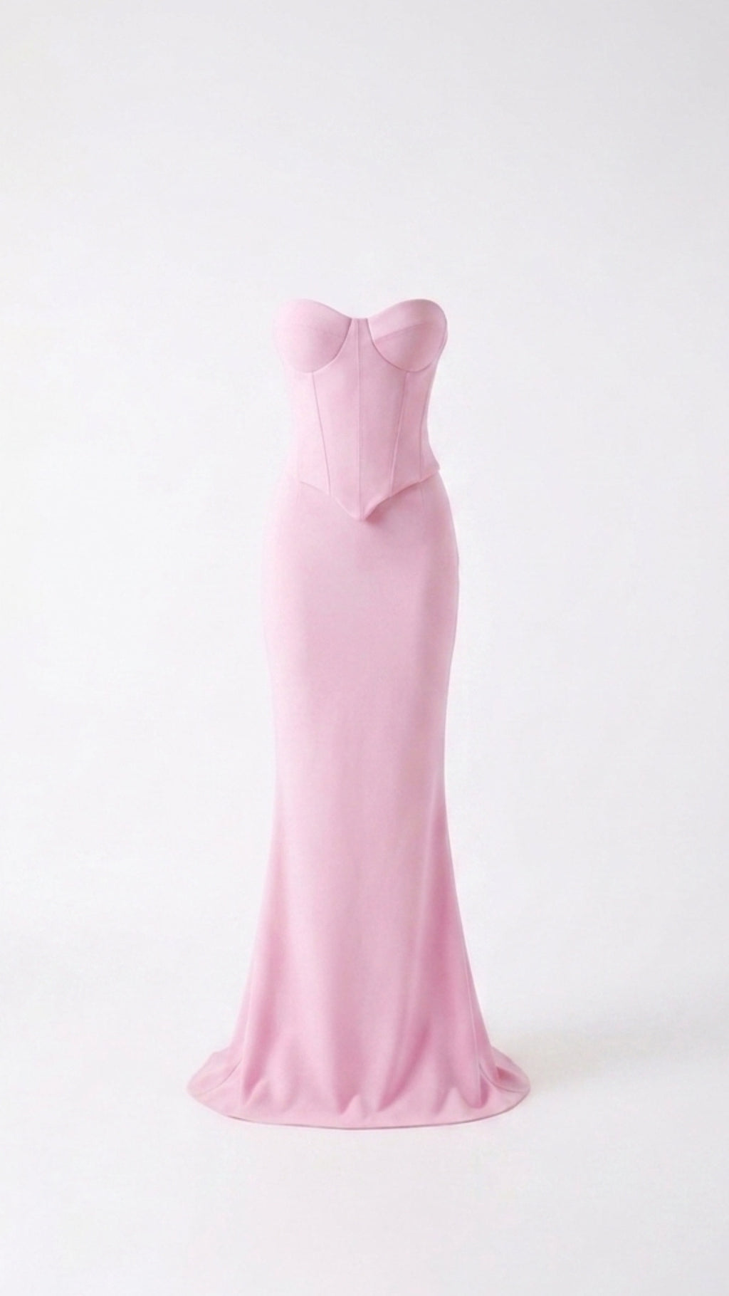 Pink evening gown on a white background