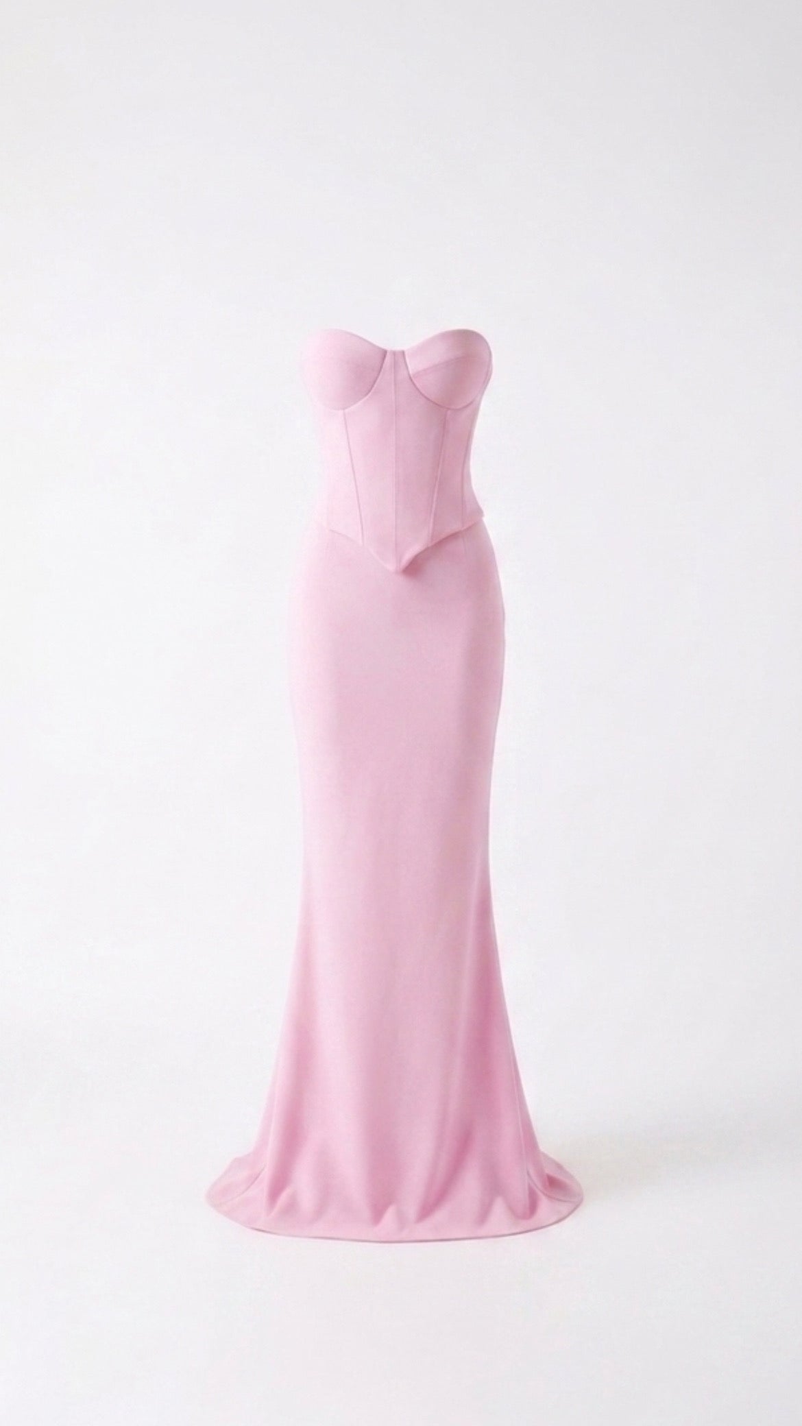 Pink evening gown on a white background
