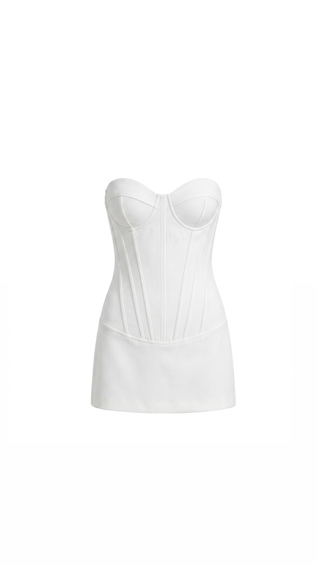 White strapless top on a white background