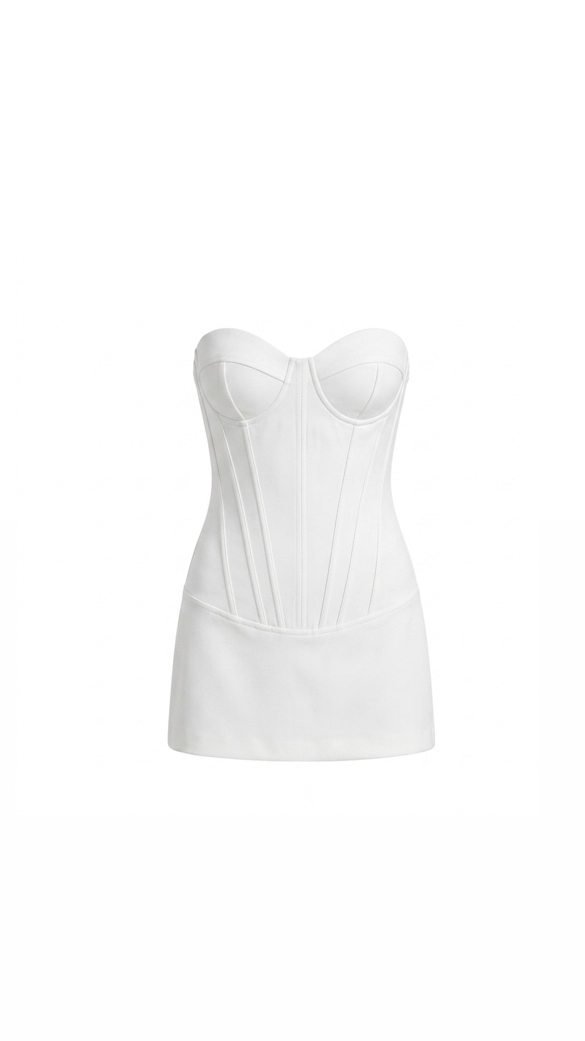 White strapless top on a white background