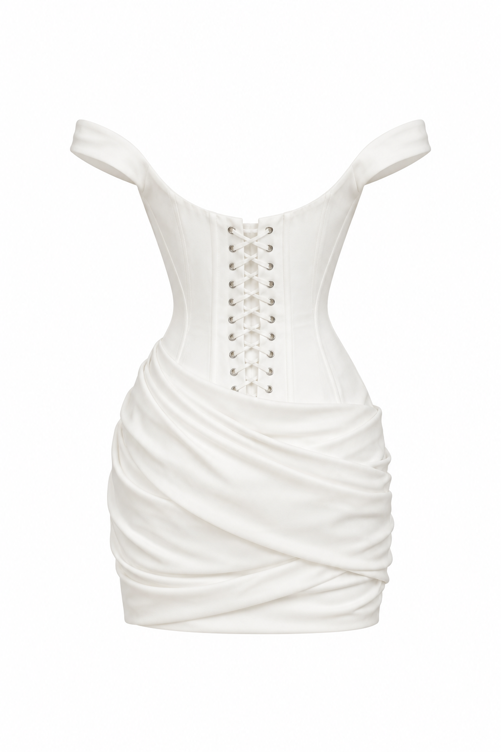 off-the-shoulder ruched mini dress woman